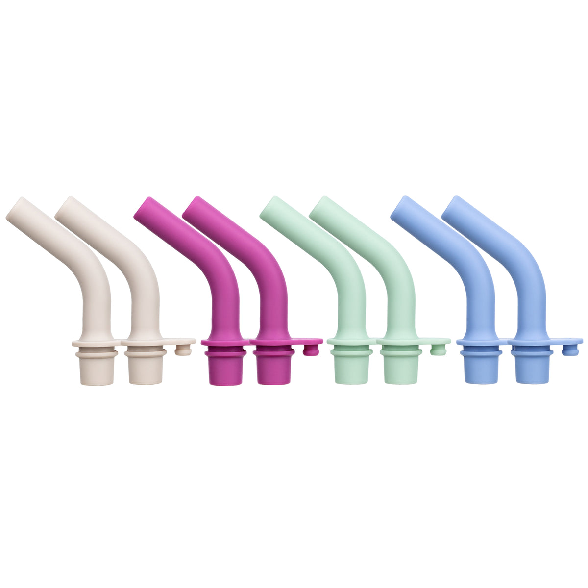 Pandaloo Kids replacement silicone straw tips in Creamy, Purple, Sage and Blue