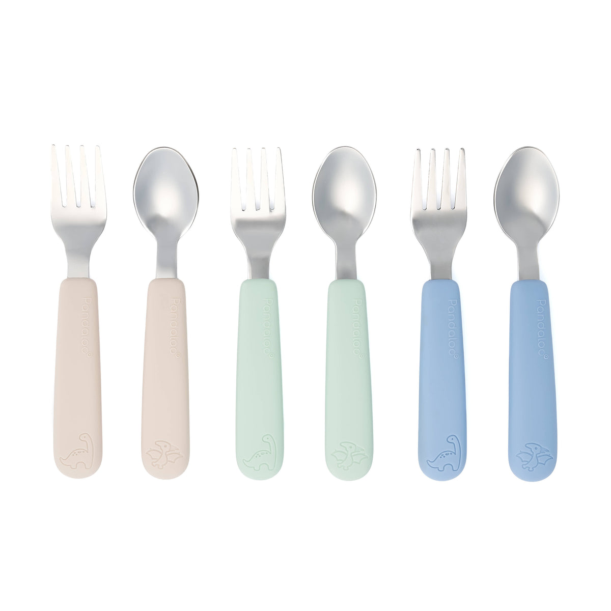 Kids Cutlery Set – Creamy Mushroom + Sweet Sage + Baby Blue