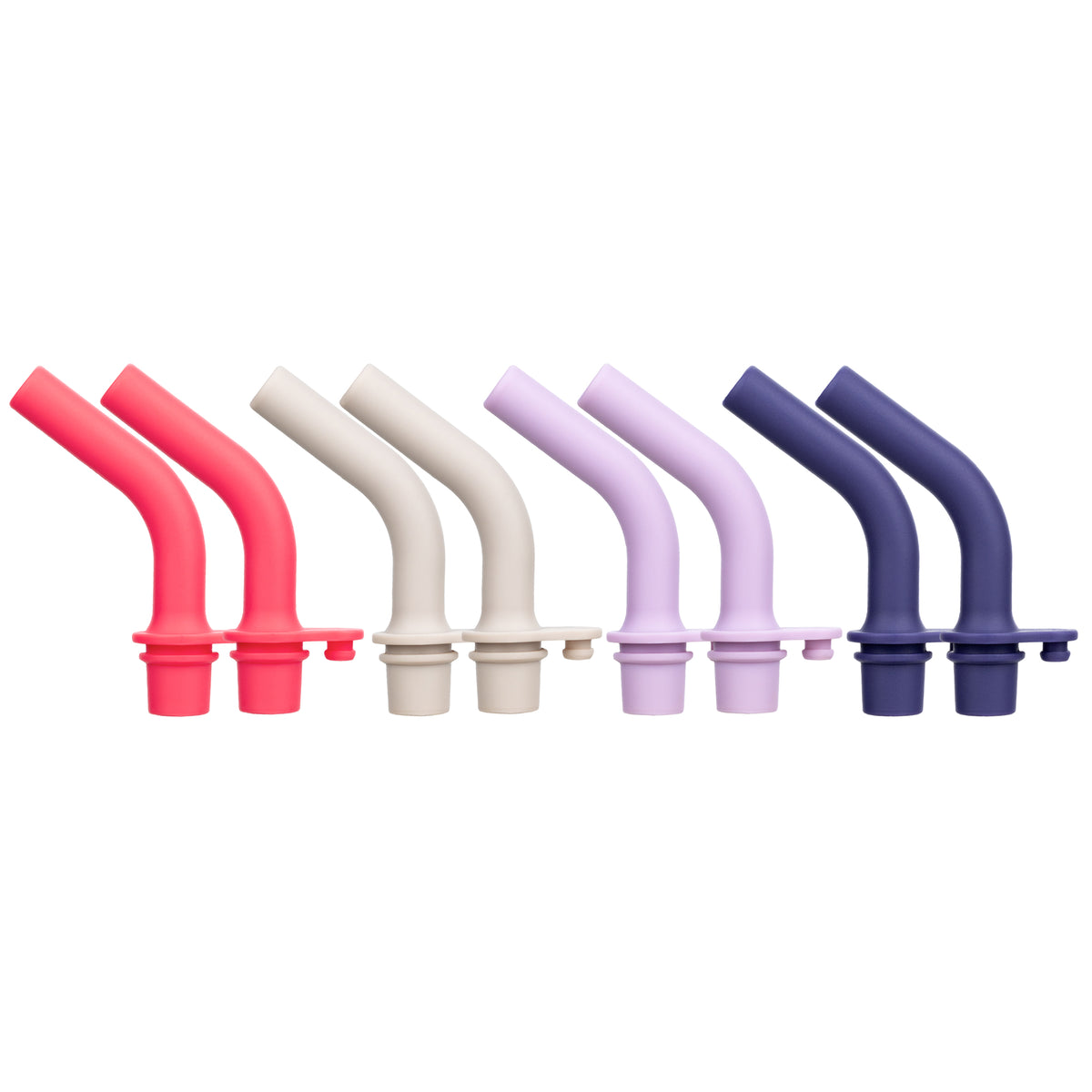 Pandaloo Kids replacement silicone straw tips in Pink, Creamy, Lilac and Blueberry