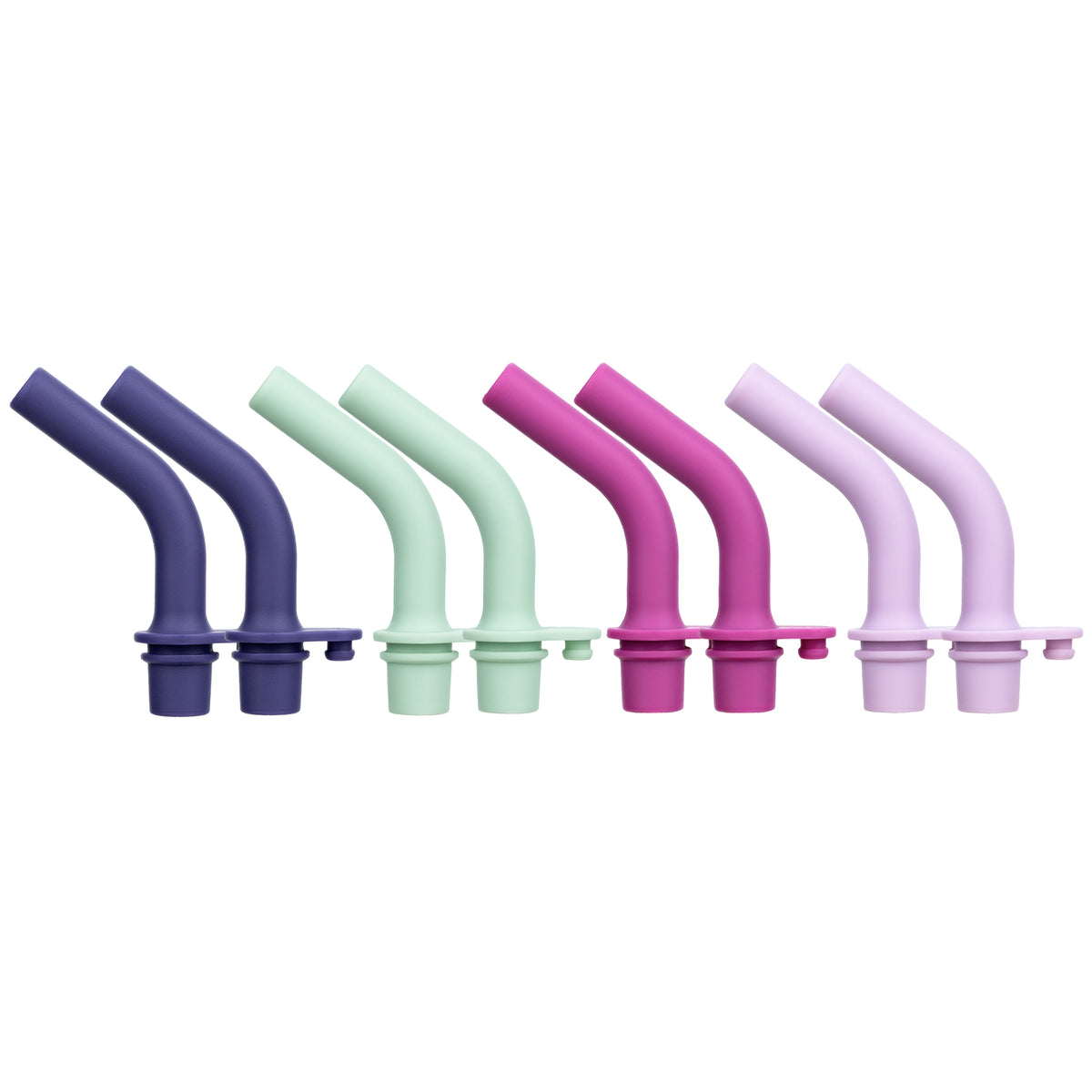 Pandaloo Kids replacement silicone straw tips in Blueberry, Sage, Purple and Lilac