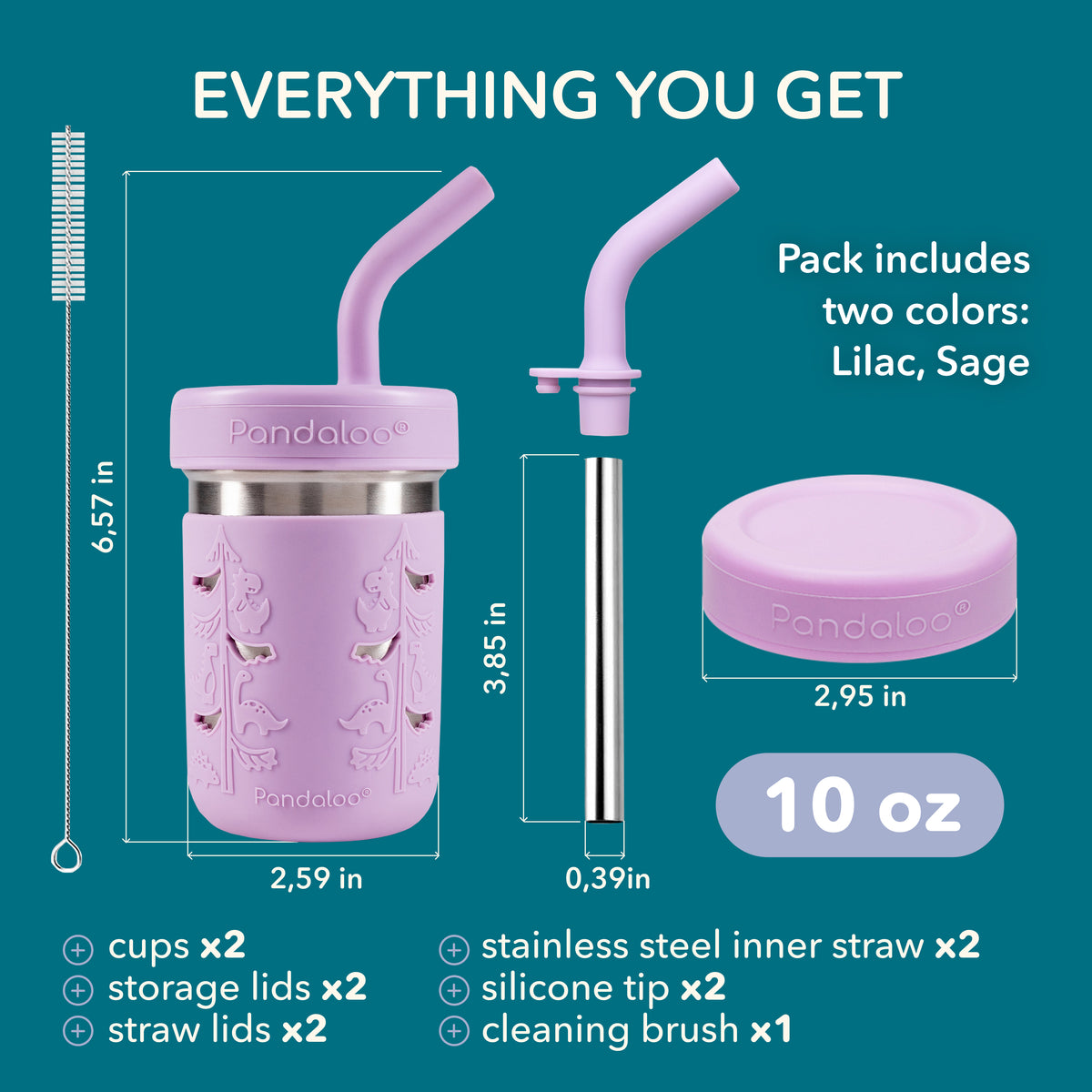 Kids 10 oz Stainless Steel Smoothie Cups 2-Pack – Lilac Rhapsody + Sweet Sage