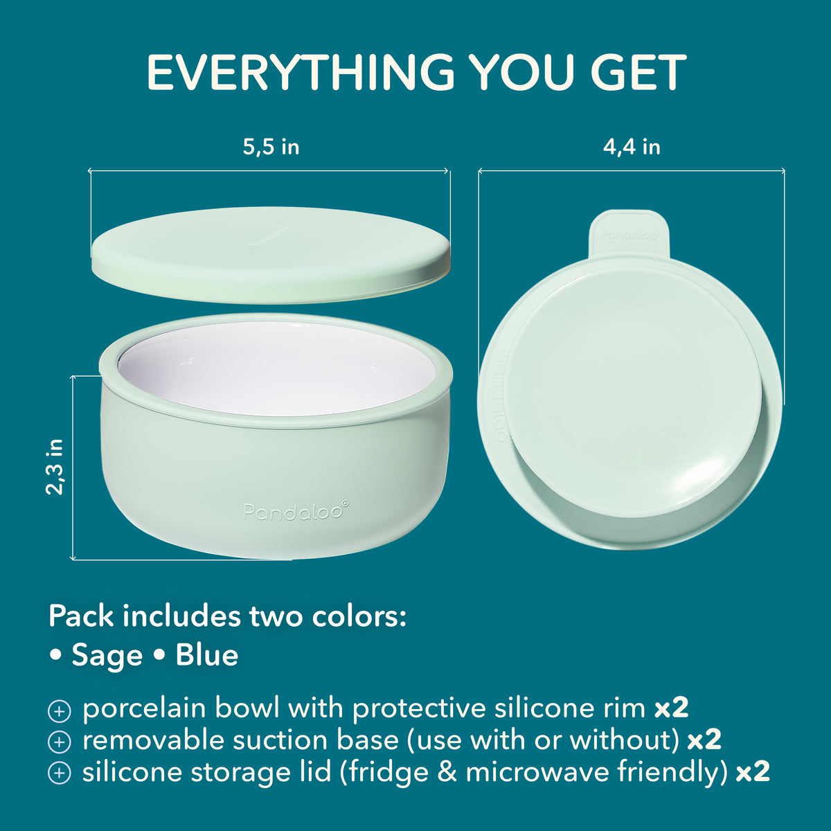 Kids Porcelain Bowls 2-Pack – Baby Blue + Sweet Sage