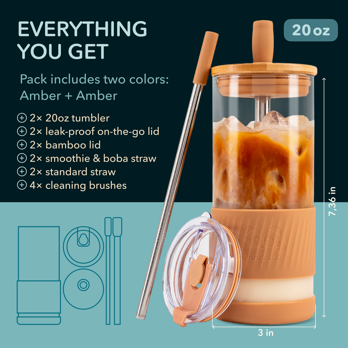 Original 20 oz Glass Tumbler 2-Pack – Amber Sand