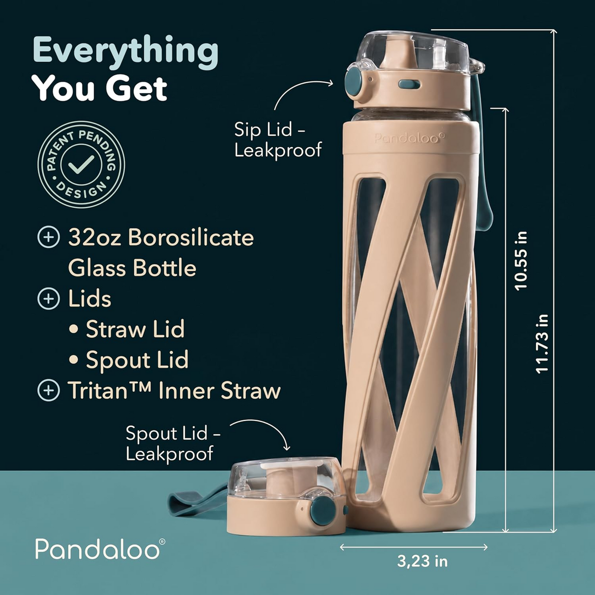 Orbit 32 oz Glass Water Bottle – Amber Sand