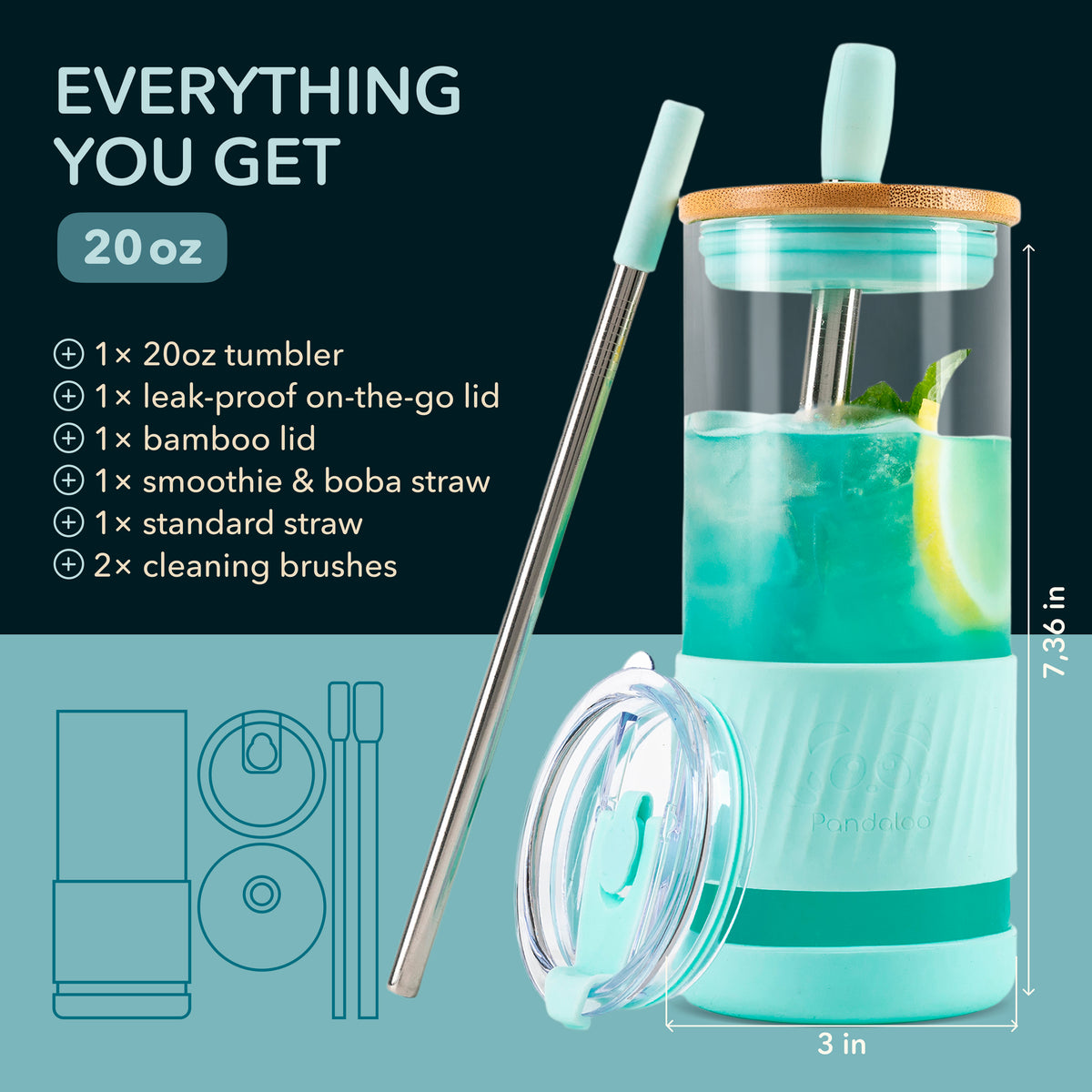 Original 20 oz Glass Tumbler – Caribbean Blue