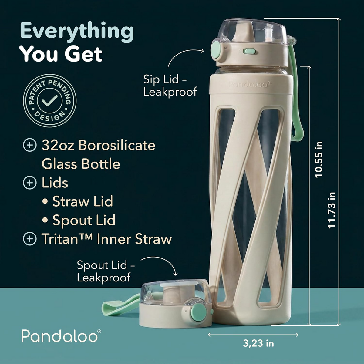 Orbit 32 oz Glass Water Bottle – Creamy Mushroom