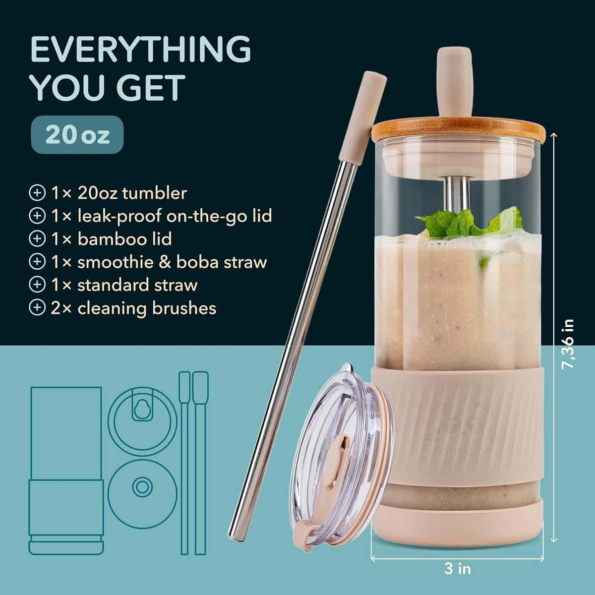 Original 20 oz Glass Tumbler – Creamy Mushroom