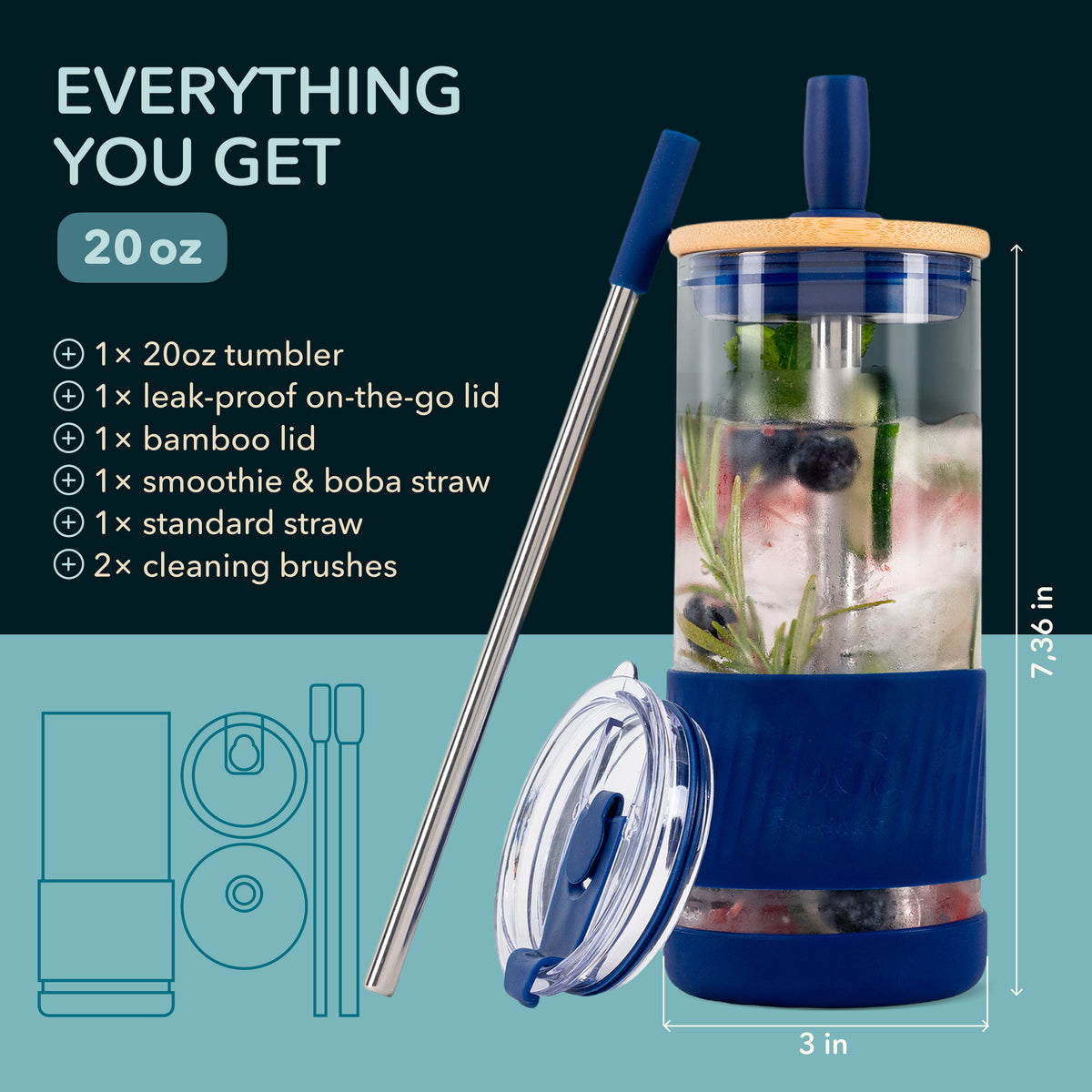 Original 20 oz Glass Tumbler – Galactic Blue