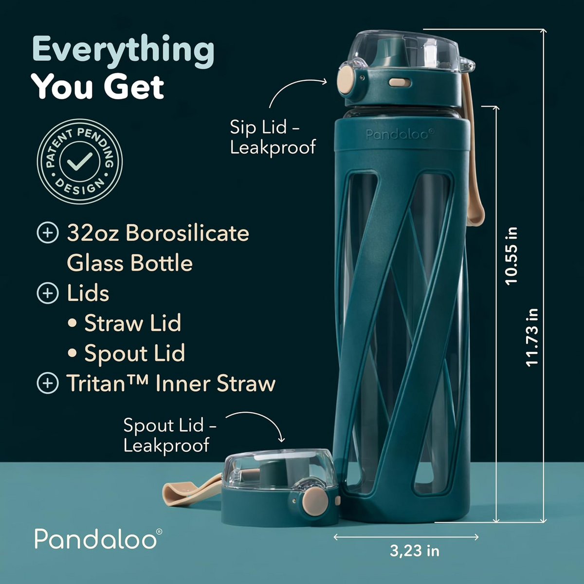 Orbit 32 oz Glass Water Bottle – Intense Teal