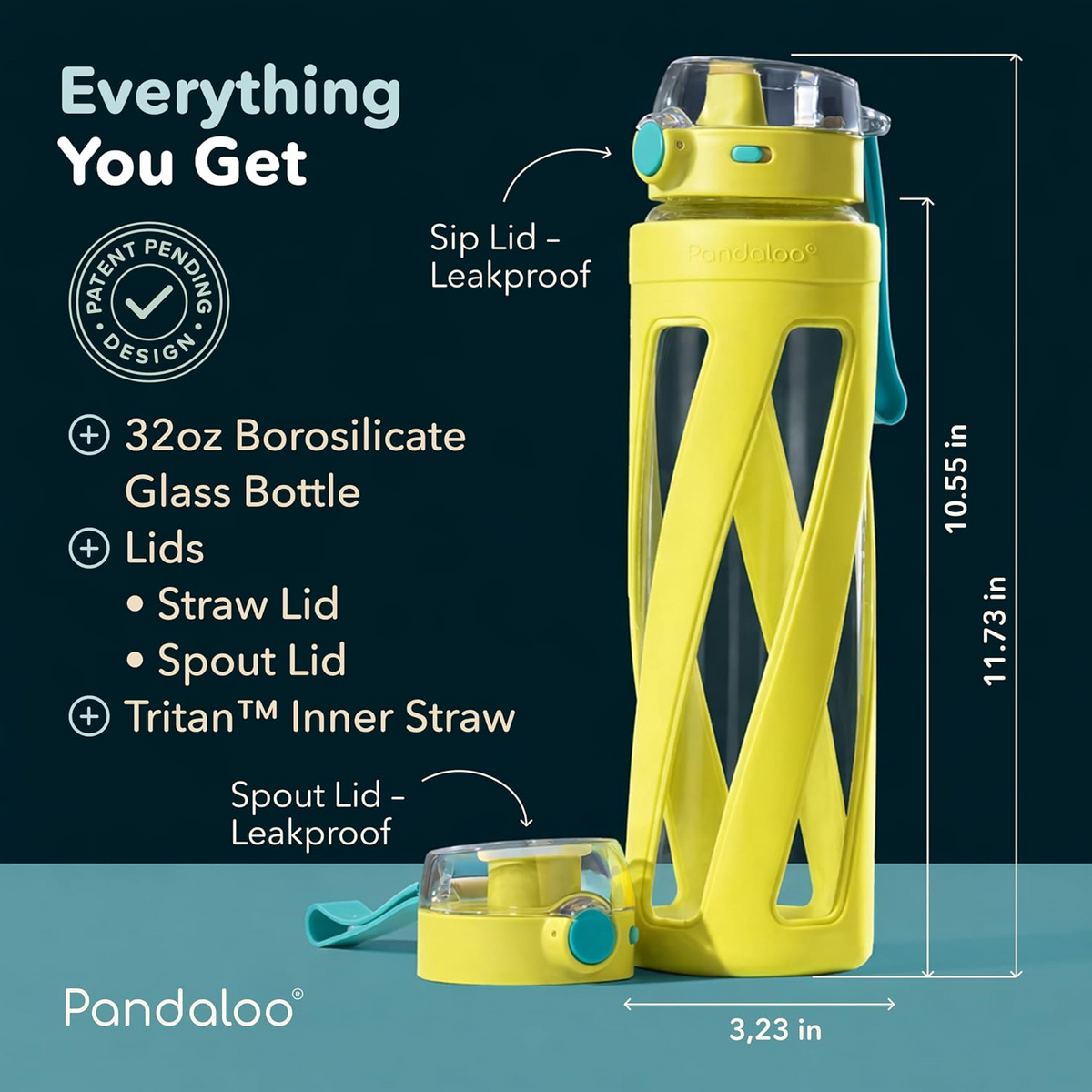Orbit 32 oz Glass Water Bottle – Lime Glow