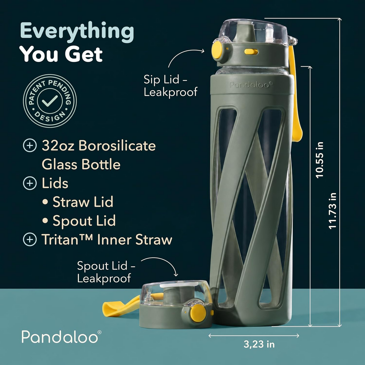 Orbit 32 oz Glass Water Bottle – Olive