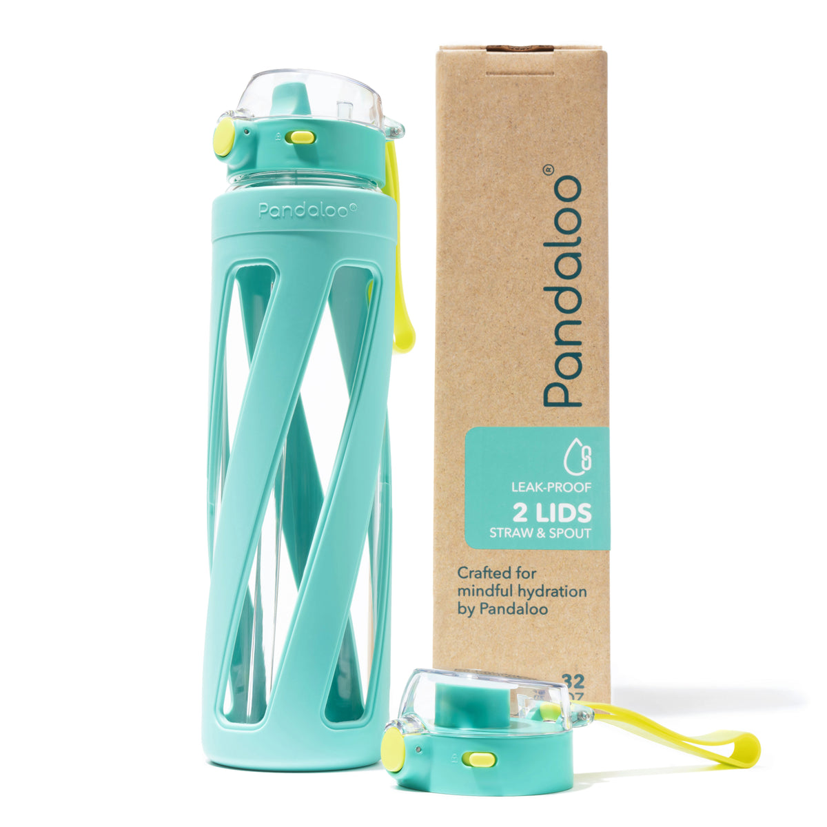 Pandaloo Orbit 32 oz glass water bottle in Pool Cabana