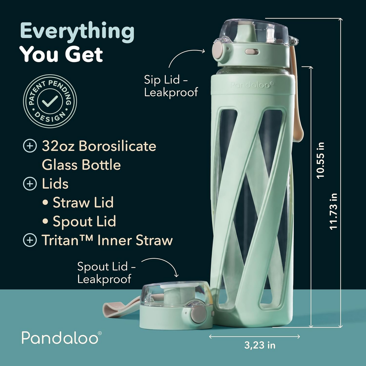 Orbit 32 oz Glass Water Bottle – Sage