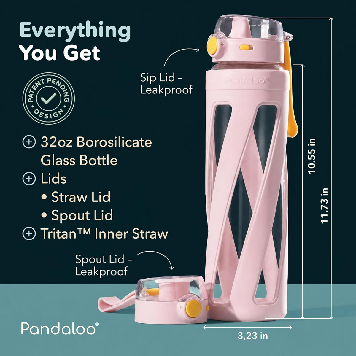 Orbit 32 oz Glass Water Bottle – Tender Pink