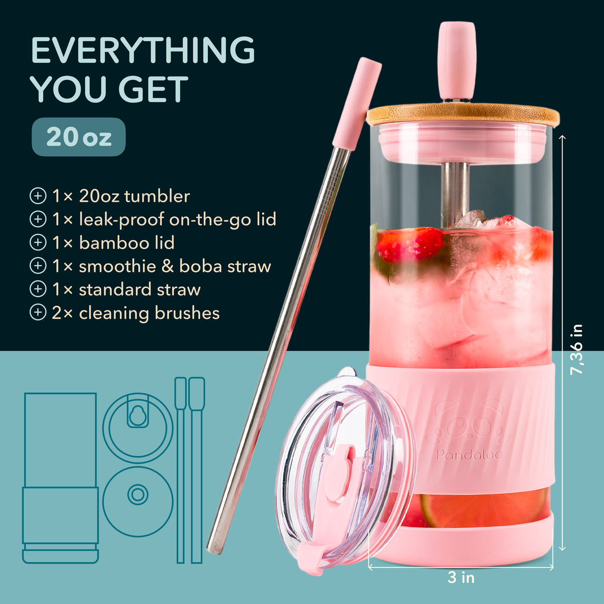 Original 20 oz Glass Tumbler – Tender Pink