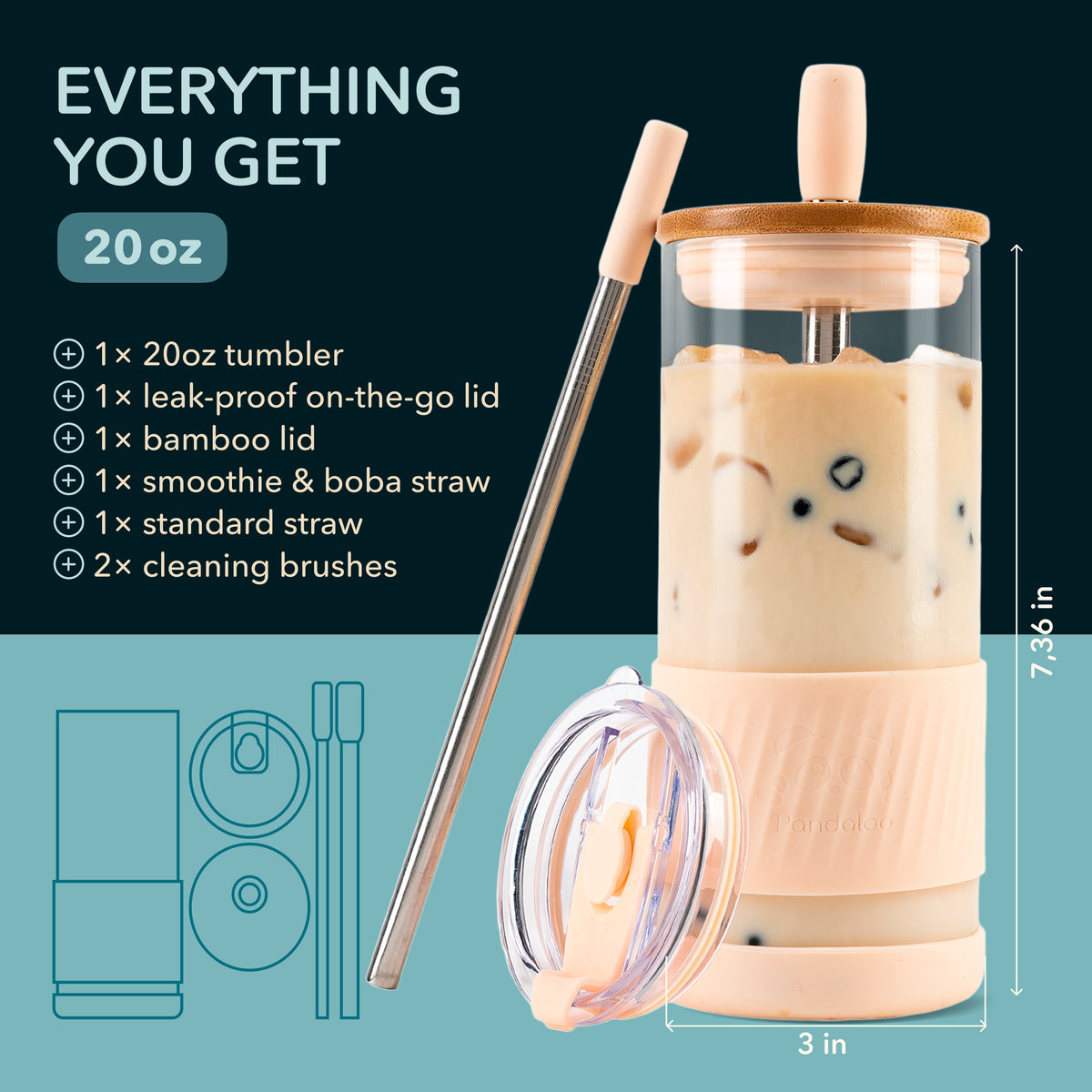 Original 20 oz Glass Tumbler – Vanilla Cream