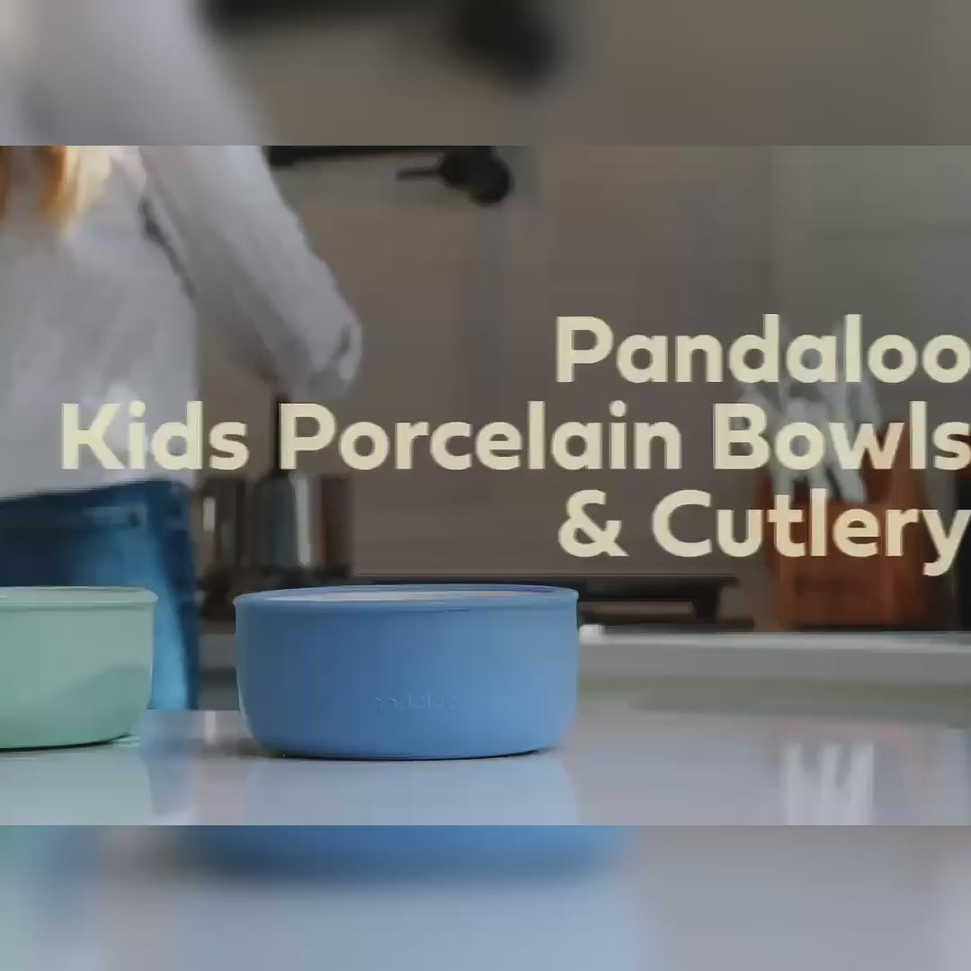 Load video: Kids Cutlery Set – Creamy Mushroom + Sweet Sage + Baby Blue